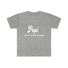 Load image into Gallery viewer, Papi. The Man. The Myth. The Legend. - Men&#39;s Fitted Short Sleeve Tee